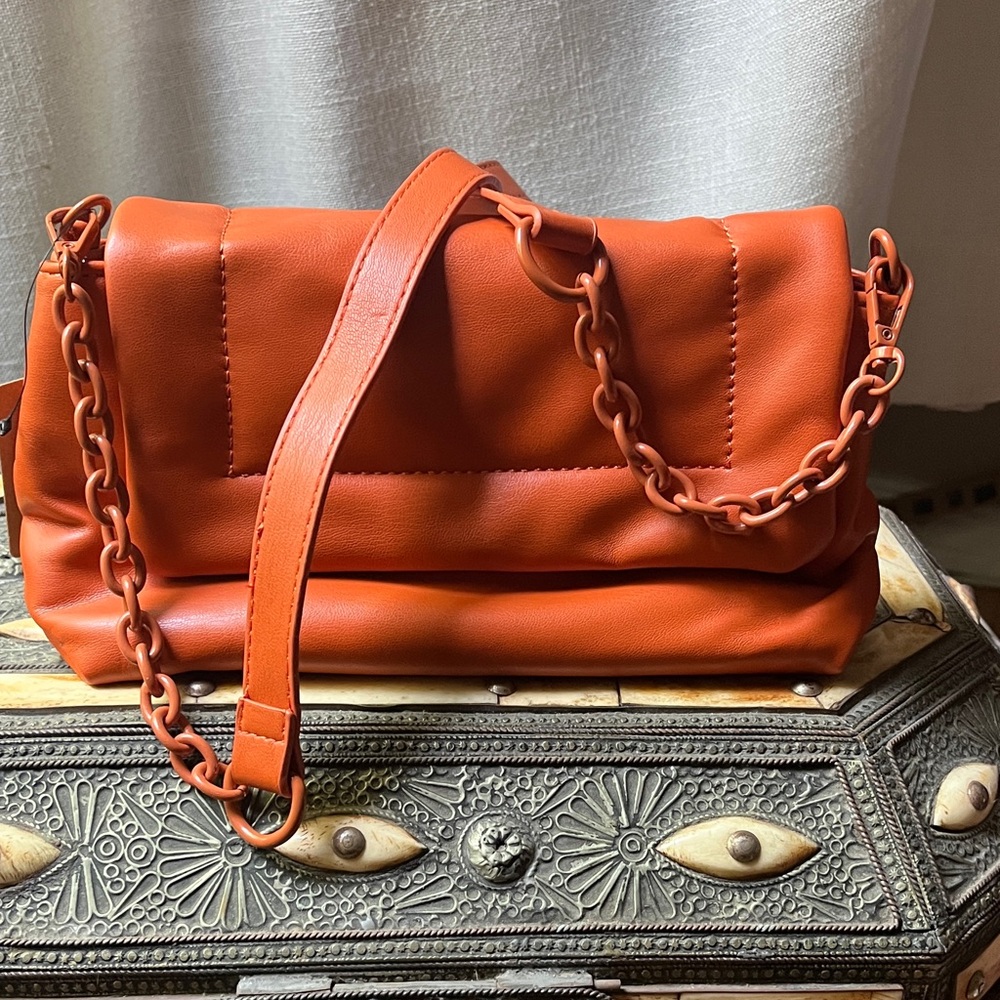 Orange Chain Strap Women's Bag
